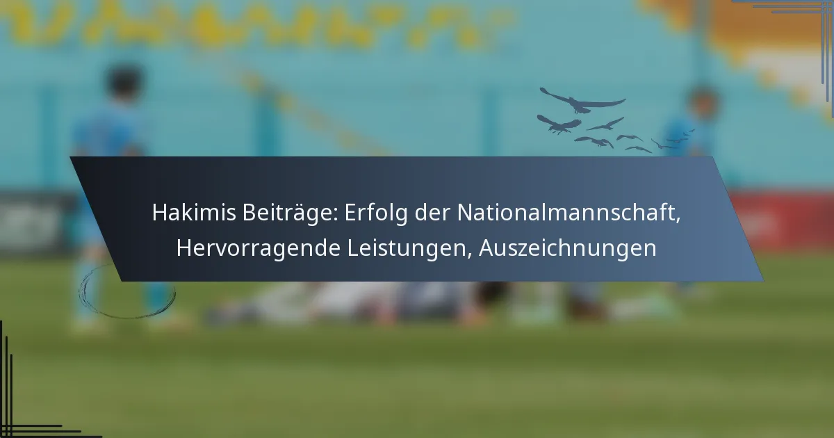 Hakimis Beiträge: Erfolg der Nationalmannschaft, Hervorragende Leistungen, Auszeichnungen
