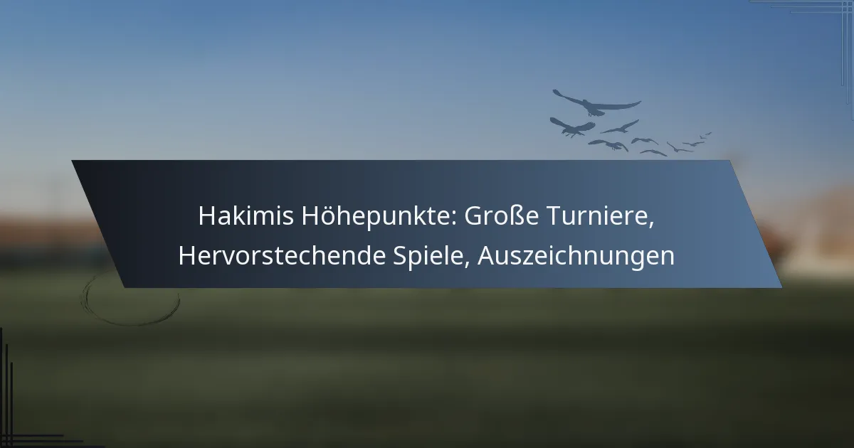 Hakimis Höhepunkte: Große Turniere, Hervorstechende Spiele, Auszeichnungen