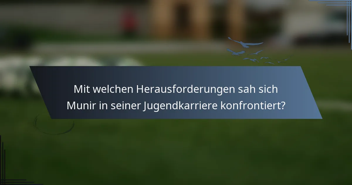 Mit welchen Herausforderungen sah sich Munir in seiner Jugendkarriere konfrontiert?