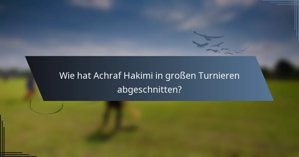 Wie hat Achraf Hakimi in großen Turnieren abgeschnitten?